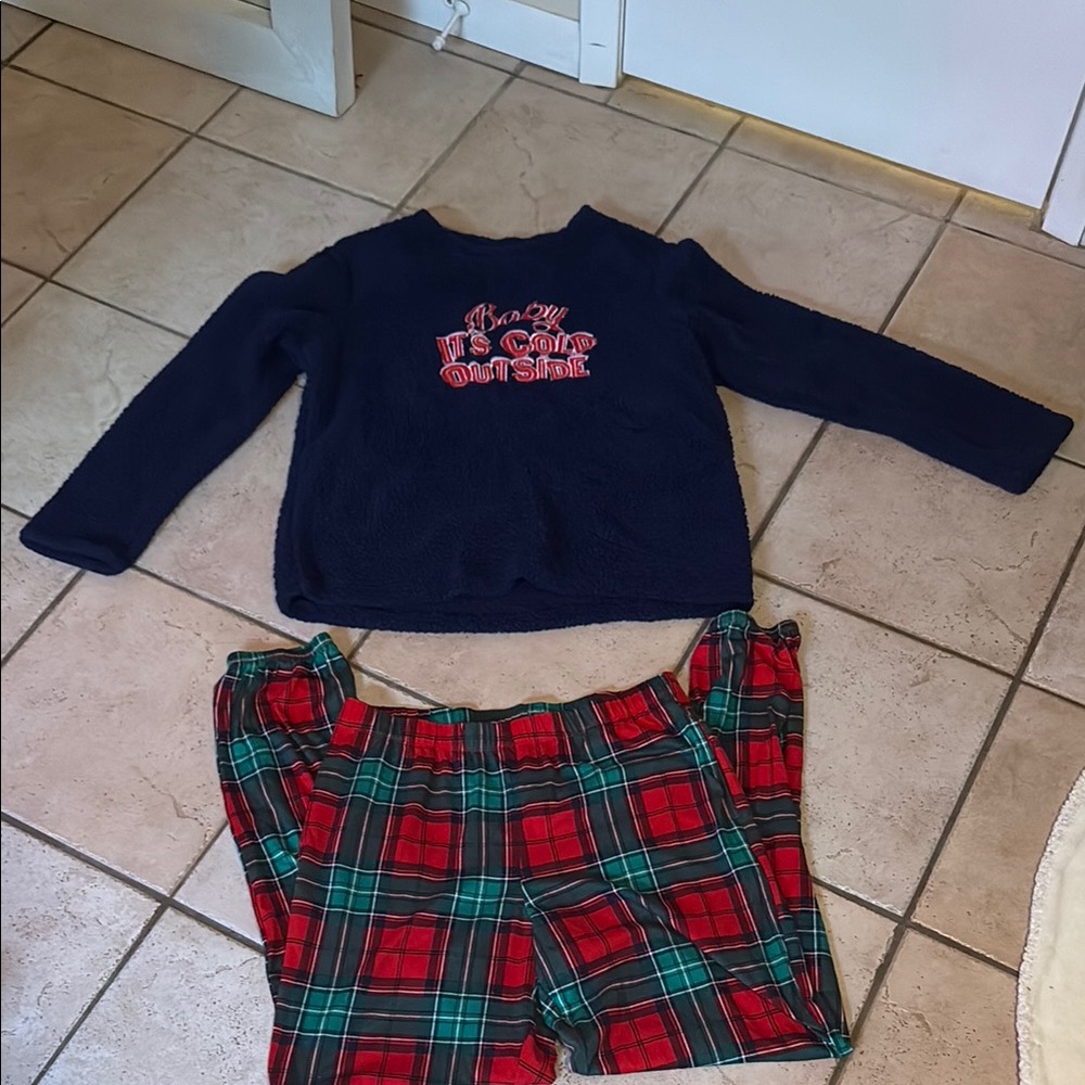 Cozy  Adult Pajama Set - Navy and Red Plaid